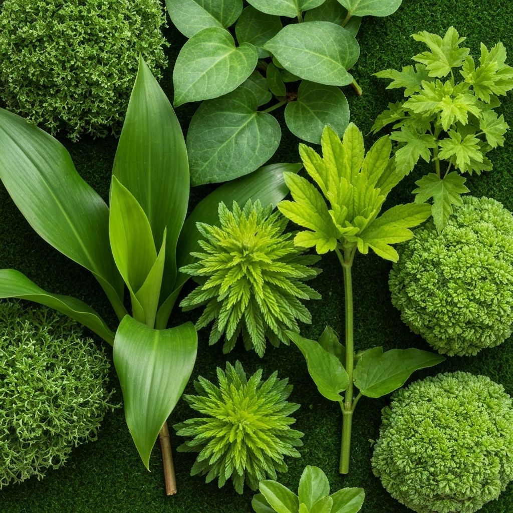 Green plants and botanical elements